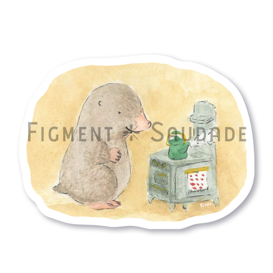 Mr. Mole Makes Tea - Vinyl Sticker